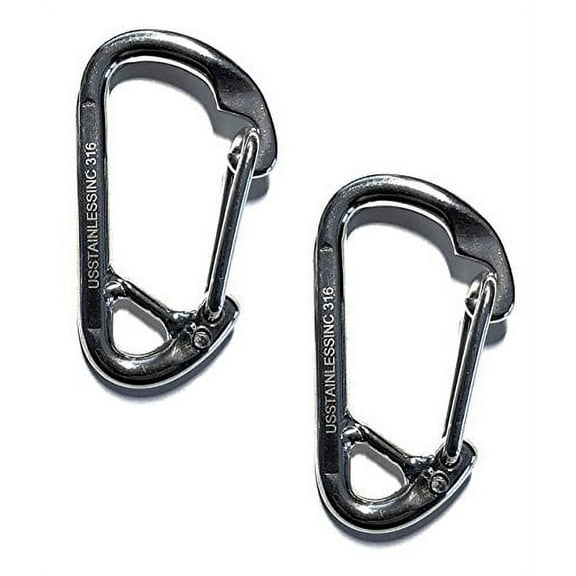 US STAINLESS 2 Pieces Stainless Steel 316 Spring Hook Carabiner 1/4" (6mm) Marine Grade Safety Clip Forged