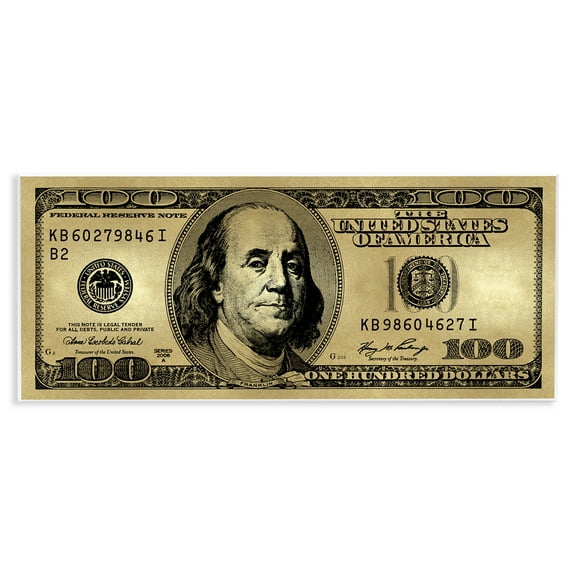 Stupell Industries Hundred Dollar Bill Novelty & Humor Painting Unframed Art Print Wall Art, 17 x 7