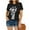 Black, variant on Giraffe Print Graphic Short Sleeve T-Shirt Plus Size Women Tops
