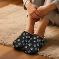 thumbnail image 3 of Chririnla Black Paw Print Men's Gift Slippers Warm Plush Fuzzy Non Slip Indoor Outdoor House Shoes Cozy Anti Slip Rubber Sole Comfortable Sole, 3 of 6