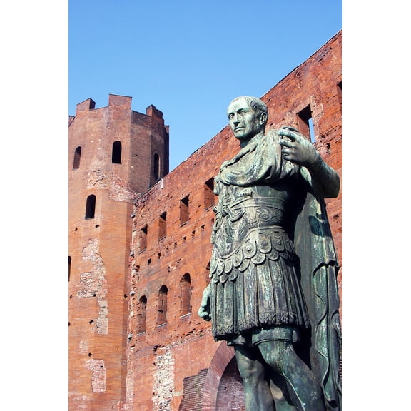 24x36 gallery poster, Bronze statue of Julius Caesar at the Porta Palatina in Turin