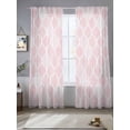 thumbnail image 2 of Pink Morocco Textures Sheer Curtains for Living Room Bedroom, Light-filtering Sheer Curtain, Striped Plaid Watercolors Abstract Rod Pocket Voile Window Treatment Drapes, 52’’Wx108’’L, 2 Panels Set, 2 of 7