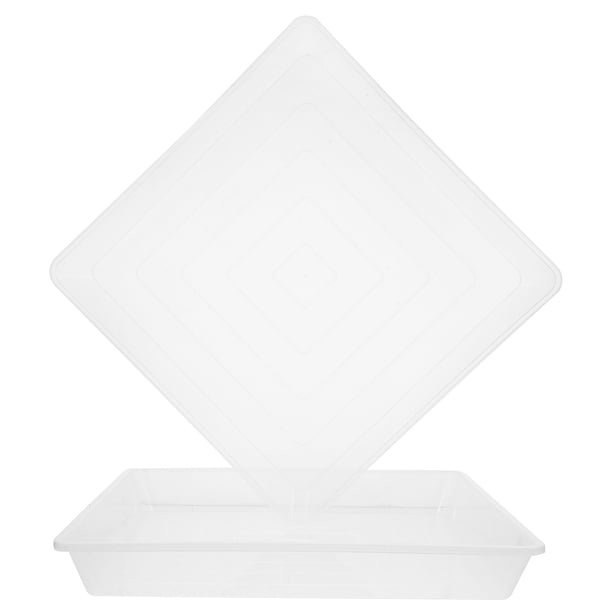 2 bandejas cuadradas de plástico para macetas, bandejas de agua para macetas de interior, bandeja de drenaje para macetas grandes, insertos de platillo transparentes para macetas hidropónicas