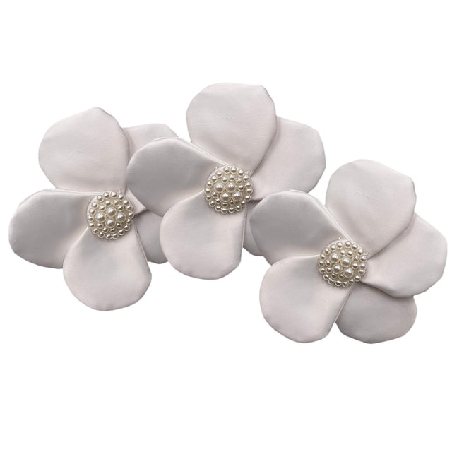 Parches con flores Gloria Apliques de parche con cuentas 3 uds blanco