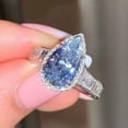 thumbnail image 2 of Luxury 925 Silver Ring Pear Cut Cubic Zircon Women Engagement Gift Sz 6-10, 2 of 4