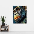 thumbnail image 2 of Chimpanzee Acrylic Painting Vibrant Blue Orange Green Pattern Portrait Modern Pop Art Extra Large XL Wall Art Poster Print, 2 of 3