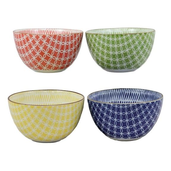 Made In Japan Assorted Colorful Porcelain Bowls Set of 4 Rice Salad Miso Soup