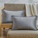 thumbnail image 1 of Dinheiro Fundas de Almohada Decorativas Lumbares, 12 x 20 Pulgadas, Fundas de Cojines sólidos de Terciopelo con partículas Suaves con Pompones para sofá, Dormitorio, Coche, Paquete de 2, 1 of 7
