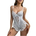 thumbnail image 2 of uublik Pajamas Woman Valentine's Day Bodysuit V Neck Nightgown Nightwear Sleepwear White, 2 of 3
