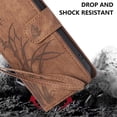 thumbnail image 6 of Leather For Samsung Galaxy A15 4G Case Orchids&Butterflies Embossed 3-card  Flip Wallet Leather Case With Card Holder Magnetic Closure  Phone Cases Cover,Brown,For Galaxy A15 4G, 6 of 7