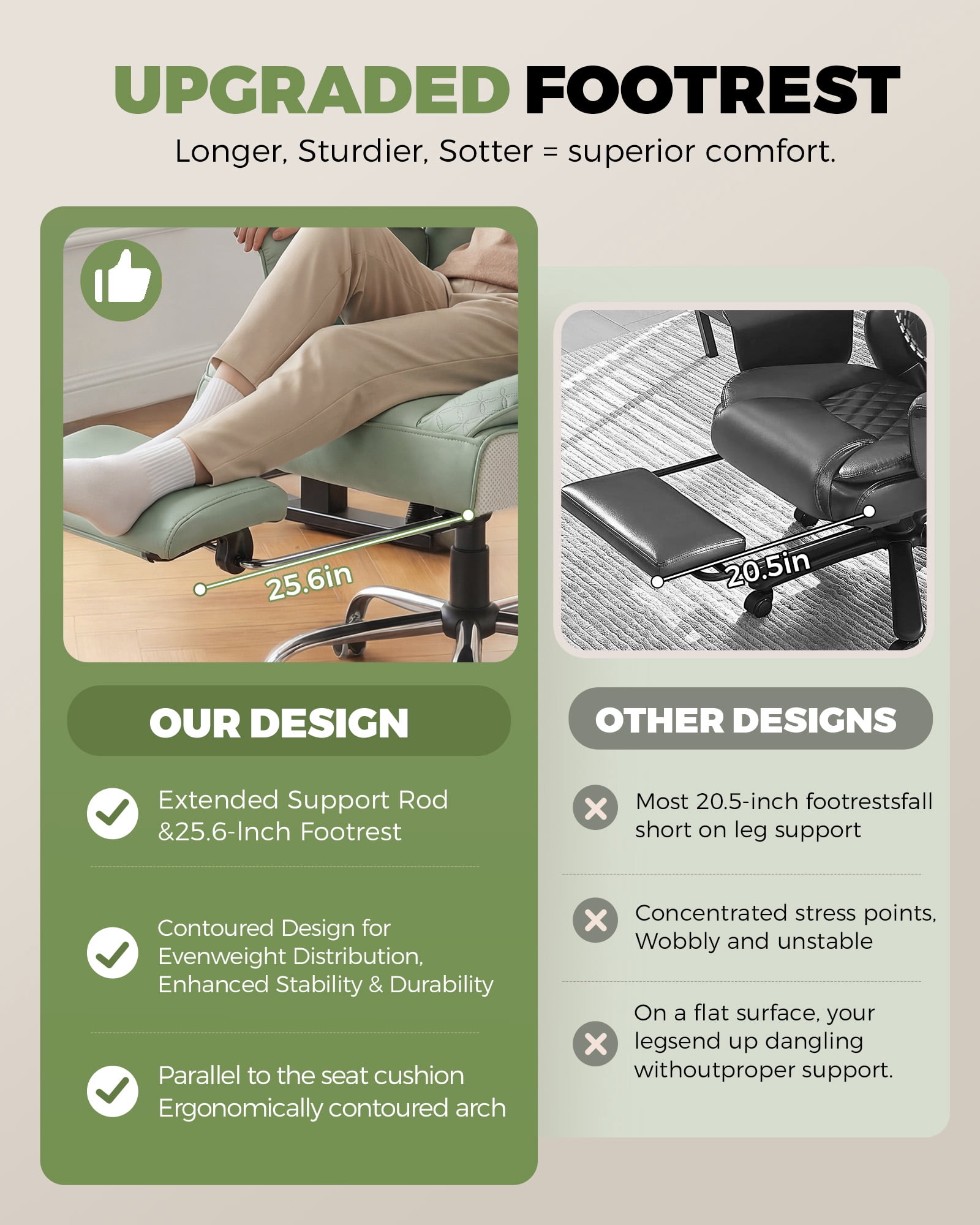 CloudRest Pro 400lbs Executive heavy duty office chair, High Back Ergonomic Computer Desk Chair with Lumbar Back Support,Green