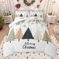 Feelyou Chic Xmas Tree Bedding Comforter Set for Boy, Cartoon Snowflake Plant Twin Comforter Sets, Fashion Winter Christmas Reversible Bedding Set, Luxury Bedroom Decor, 2-Piece
