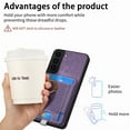 thumbnail image 4 of Allytech for Samsung Galaxy S23 2 in 1 Detachable Wallet Case, Retro PU Leather Ring Kickstand Card Slots Case for Women Men, Strong Magnetic Shockproof Anti-Scratch Slim Case - Purple, 4 of 11