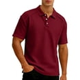 thumbnail image 2 of Breeze Polo Shirts for Men Beer Belly Texture Stretchy Quick Dry Golf Shirt Summer Casual Short Sleeve Collared Top,4XL,Wine, 2 of 6