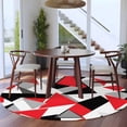 thumbnail image 4 of Red Black Triangle Round Area&nbsp;Rug 8ft Color Block Stitching Non-Slip&nbsp;Washable Circle Rugs Soft Felt Indoor Floor Mat for Bedroom Kitchen Living Room Bathroom, 4 of 9
