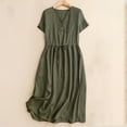thumbnail image 1 of Sentmoon Robes Maxi avec Poches Manches Courtes Col en V Robe de Bureau Décontractée pour Femmes 2026 Été Couleur Unie Coupe Régulière à Cordon Boutonnée Robes de Vacances pour Femmes de Bureau, 1 of 8