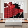thumbnail image 2 of Spanish Kitchen Curtains, Baile Flamenco Dancing Woman Silhouette of Guitarist Man on the Background, Two Panels Drapes with Rod Pocket Room Decor, 55" X 45", Red Vermilion Black, by Ambesonne, 2 of 3