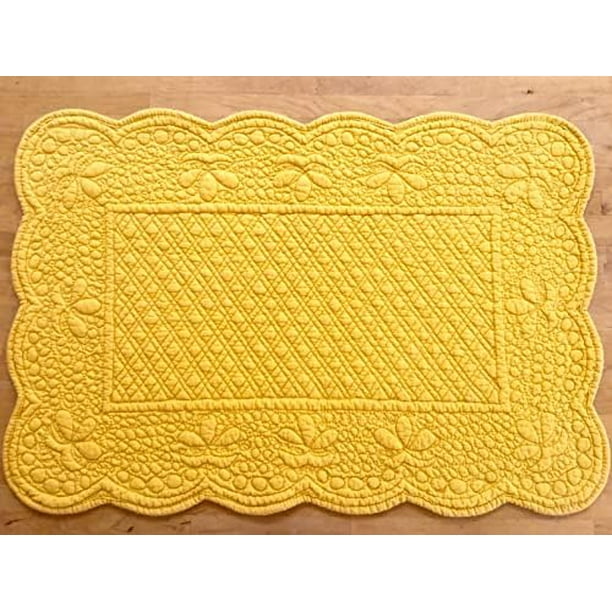 100 Cotton Quilted Rectangle Placemat In Yellow Single Placemat
