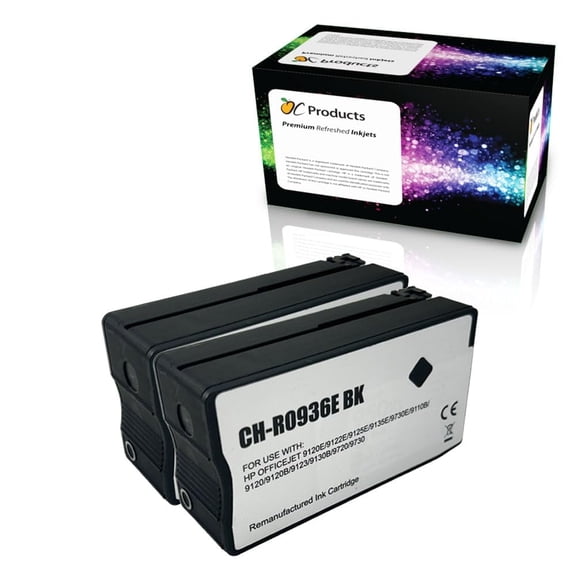 OCProducts Compatible Ink Cartridge 2 Pack for HP 936e Black Ink Cartridge for OfficeJet Pro 9110b 9117b 9120b 9120e 9122e 9125e 9128e 9130b 9132e 9135e 9720e 9730e