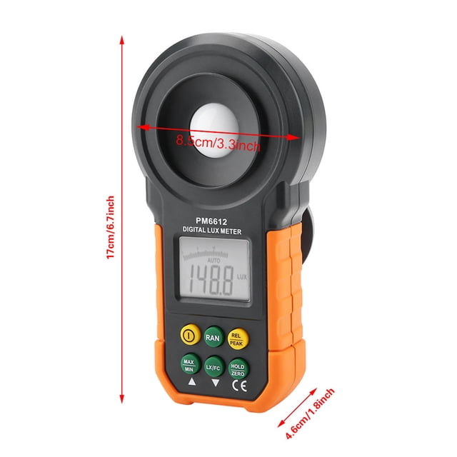 PeakMeter PM6612 Medidor De Luz Digital, Alto 200000 Luxómetro Con Pantalla LCD Retroiluminada Para Lámpara Fluorescente Lámpara De Halogenuros Metálicos Lámpara De Alto