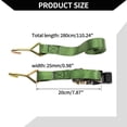 thumbnail image 3 of Unique Bargains Ratchet Tie Down Straps Adjustable 800kg 300cm/118.11" 1 Set Army Green, 3 of 7