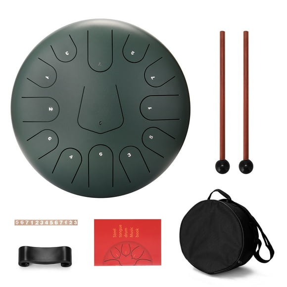 12 inch 13-Tone Steel Tongue Drum Mini Hand Pan Drums with Drumsticks Percussion Musical Instruments