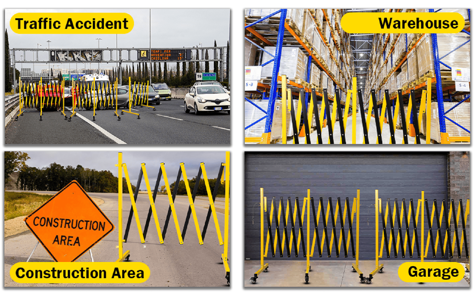 Metal Expandable Barricade, 23 Feet Retractable Fence Outdoor, Mobile Safety Barrier Gate, Easily Assembled Expanding Gate with Casters, Collapsible Accordion Barricade Gate