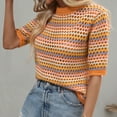 thumbnail image 5 of Levmjia Oversized Pullover Sweaters Tops for Women Fashion Round-Neck Loose Striped Printed Casual Short Sleeve Tops Sweater, 5 of 7