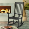 thumbnail image 3 of Gymax Wooden Rocking Chair Porch Rocker High Back Garden Seat For Indoor Outdoor Black, 3 of 10