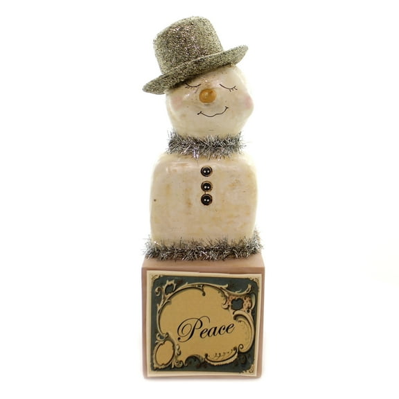 Christmas Frosty Peace Polyresin Snowman Gold Glittered Hat 72052