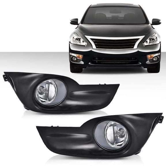 PIT66 Front Bumper Fog Lights, Fit for  2013-2015 Nissan Altima Bezel Switch Harness Clear Lens Fog Lamp