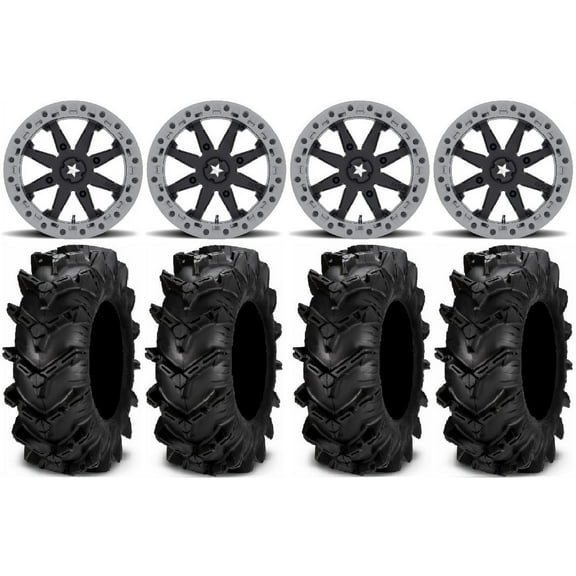 MSA Lok2 Beadlock 14" UTV Wheels 27" Cryptid Tires Kawasaki Teryx Mule