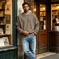 thumbnail image 3 of Mens Sweatshirts Crewneck Long Sleeve Pullover Casual Oversized Loose Fit Basic Top Fall Winter Fashion Light Brown S, 3 of 4