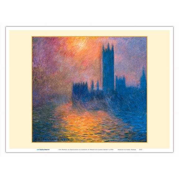 The Houses of Parliament in London at Sunset - From an Original Color Painting by Claude Monet c.1904 - Master Art Print (Unframed) 9in x 12in