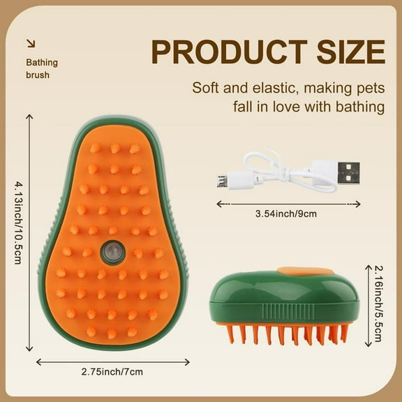 Dakings-3-in-1 Steam Pet Brush for Cats & Dogs – Silicone Massage Grooming Comb, Hair Remover & Misting Tool, Gentle Deshedding & Cleaning (Avocado Green/White)