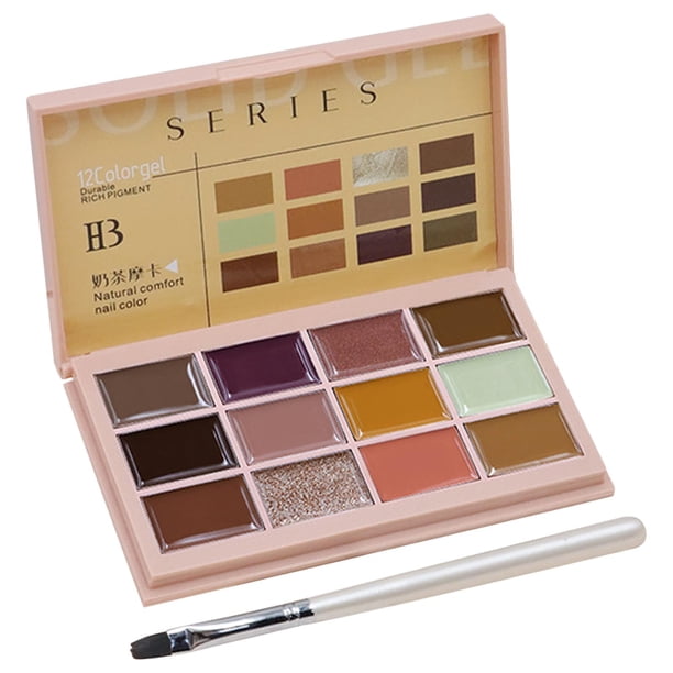 Kit de paleta de esmaltes de uñas en gel sólido de 12 colores, barniz LED para dibujo DIY en casa Moca de té con leche