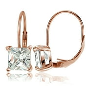 SILVERSPECK Rose Gold over Sterling Silver 7x7mm Square Cubic Zicronia Leverback Earrings