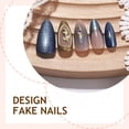 thumbnail image 5 of RAGUPEL Medium Press on Nails Almond Blue Cat'S Eye Fake Nails Press Ons False Nails Glue on Nails with Gilded Rose Charms Design Nail Tips Kit Full Cover Stick on Nails for Women Girls 24Pcs, 5 of 8