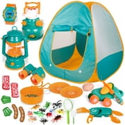 35PCS kids Tent,Camping Tent Pretend Play,Tent for Kids Camping Toys Gift for 3-12 Year Old Birthday Christmas (Green)