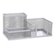 thumbnail image 1 of Portalápices de metal para escritorio, caja de almacenamiento para oficina, organizador de malla para escritorio, 1 unidad, color plateado, 1 of 5