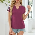 thumbnail image 5 of Women's Trendy Short Sleeve T-Shirts Flowers Embroidered Boho Tops V Neck Casual Summer Tees Tshirts (XL, Purple), 5 of 8