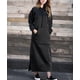 thumbnail image 1 of Vestido largo de punto suelto con capucha para mujer, vestidos casuales cálidos de felpa con bolsillo grande, Otoño e Invierno, 1 of 5