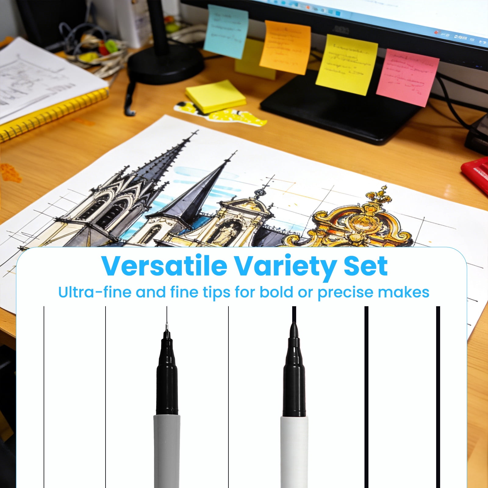 Permanent Markers, Fine & Ultra Fine Tip (60 Count), Assorted Colors Marker Set for Writing, Drawing, Poster, School Supplies - Office & Home Use