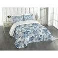 thumbnail image 3 of Ambesonne Leaf Quilted Bedspread Set 3 Pcs, Hawaiian Flowers Palm Tree, Queen Size, Dark Blue Lilac, 3 of 5