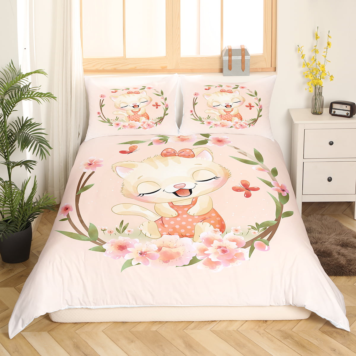 Catherine Lansfield Cute Cats Bedding Set in Pink, 4.8 Star Rating