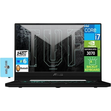 ASUS TUF Dash 15 (2025) Ultra Slim Gaming & Student Laptop 15.6" 240Hz FHD Display (Intel i7-11370H, 16GB DDR4, 2x512GB SSD, GeForce RTX 3070, Backlit KYB, WiFi 6, Win10H) w/Dockztorm Hub