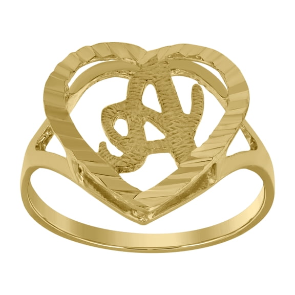 10kt Real Yellow Gold Unisex Initial Alphabet A Ring