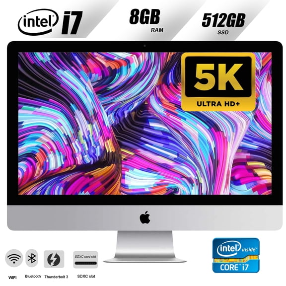 Restored Apple 27-inch iMac 2017 All-in-One Desktop Computer, Intel Core i7-7700 4.2GHz, 8GB RAM, 500GB SSD, Silver