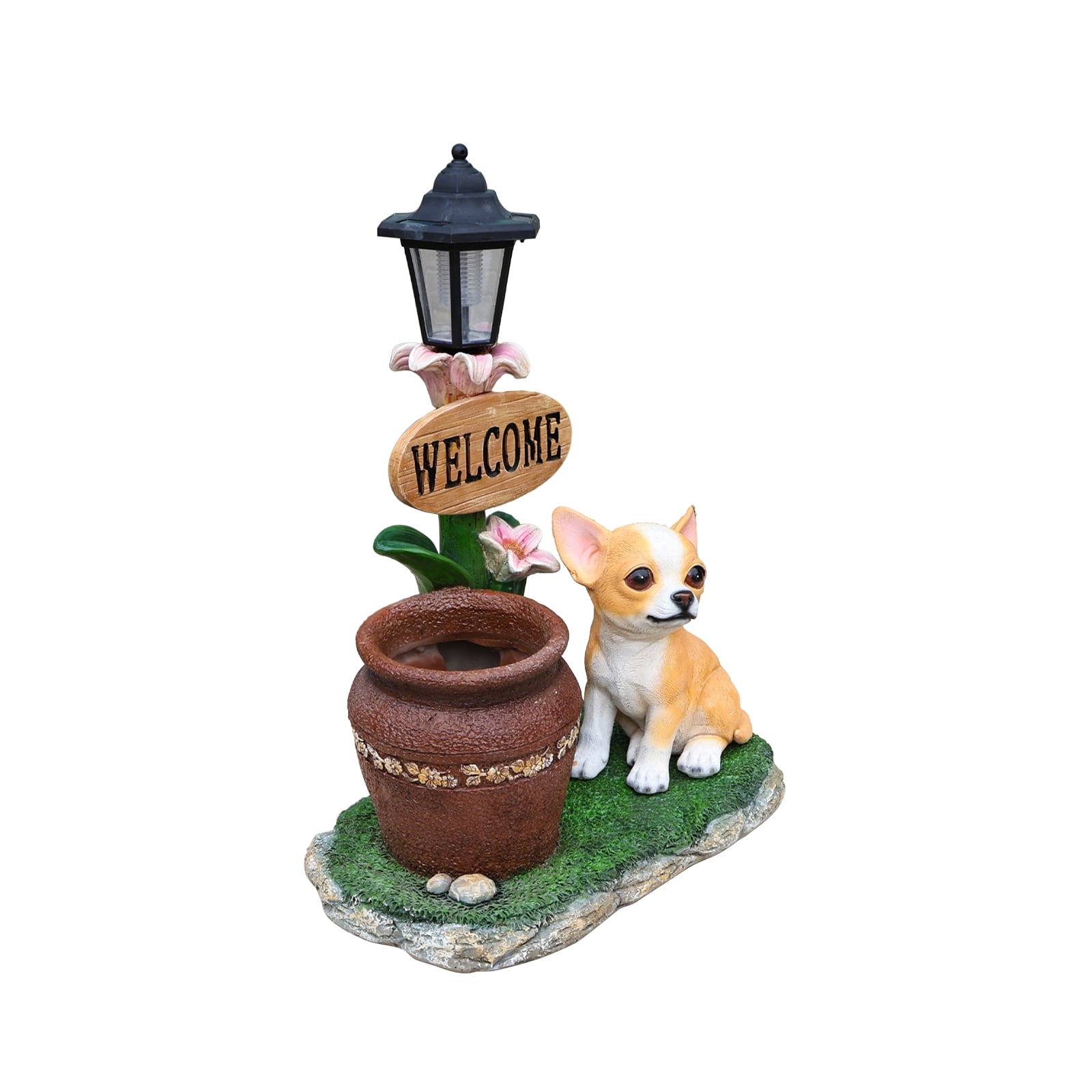 Sitting Corgi Dog Planter Outdoor Decor, Garden Statue with Built-In Planter, Weather-Resistant Resin for Yard, Patio, Lawn, Brown