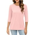 thumbnail image 3 of Fanxing Tshirts for Women 3/4 Sleeve Womens Tops Summer Tops Casual Loose Fit Workout Yoga Tunic T Shirts Pink (Women's X-Large), 3 of 6